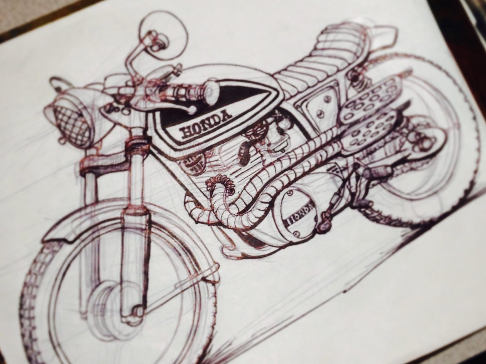 free sketch of a 1975 Honda Cl360 Scrambler custom