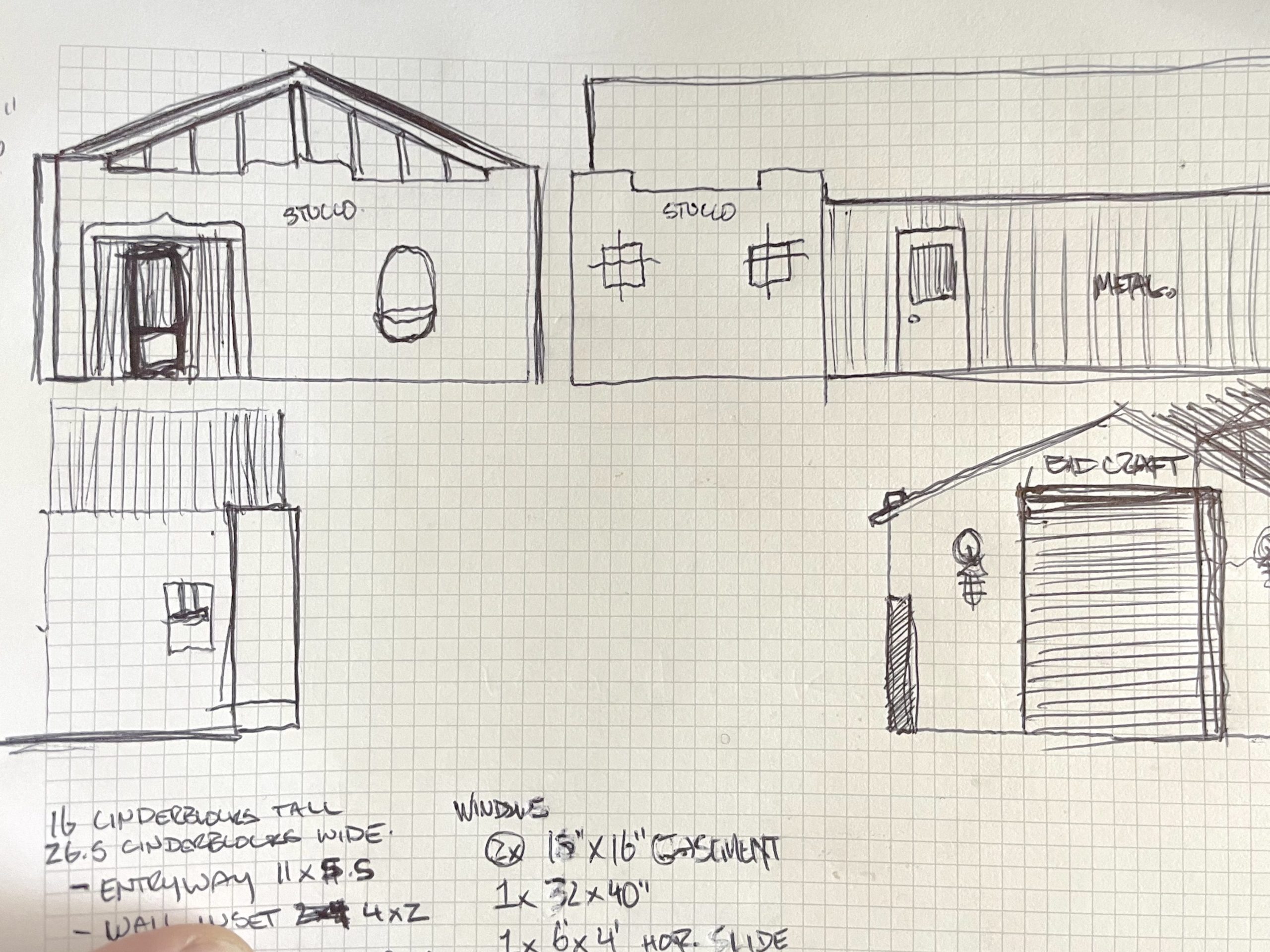 rough ideation of an augmented prefab metal workshop to satisfy historic preservation 